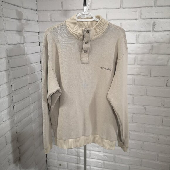 Columbia Sportswear Company Other - Columbia Men's Size XL Beige & Tan 3 Button Closure Mock Neck Sweater